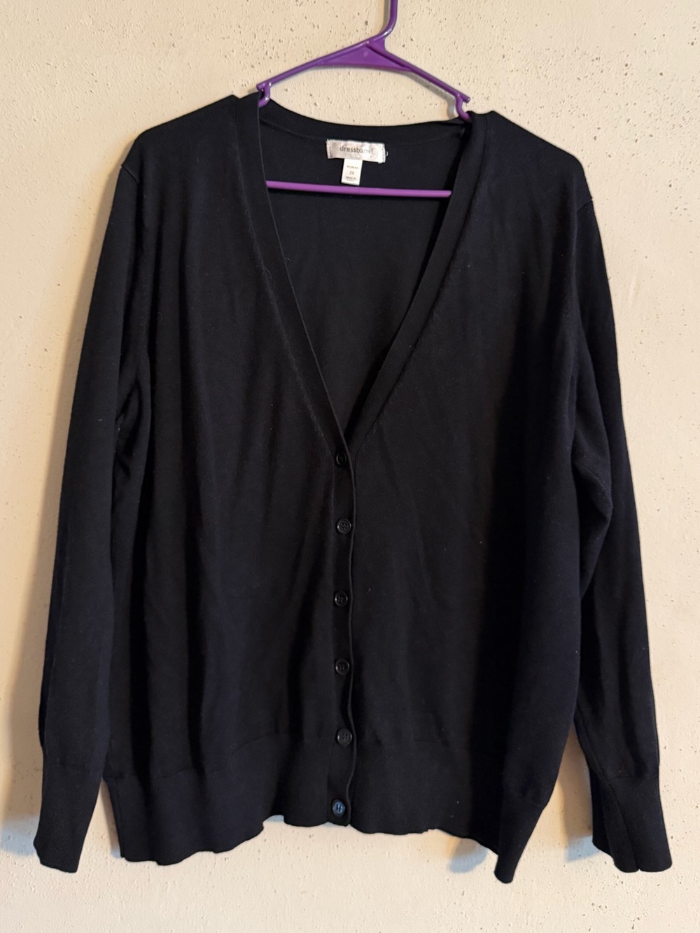 Size 2X - Black V-Neck Button-Front Cardigan Sweater